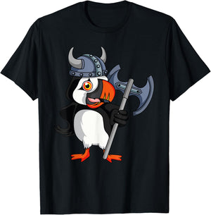 Iceland Puffin Souvenir Viking helmet T-Shirt - T-Shirt | Black