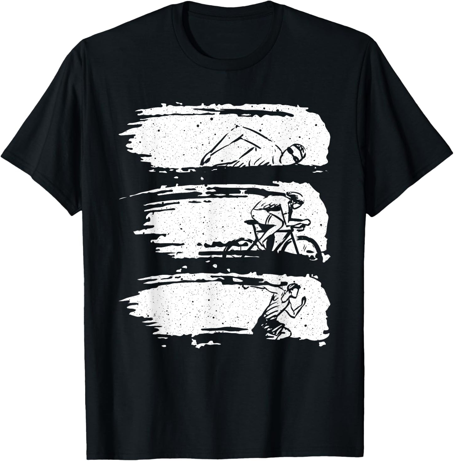 Funny Triathlon Swim Bike Run Design Men Women Triathletes T-Shirt - T-Shirt | Black