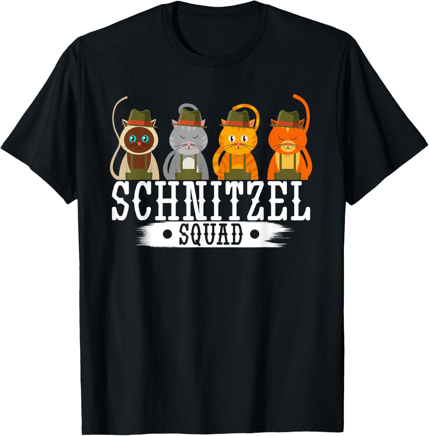 Schnitzel squad Oktoberfest German cat party brass band T-Shirt - T-Shirt | Black