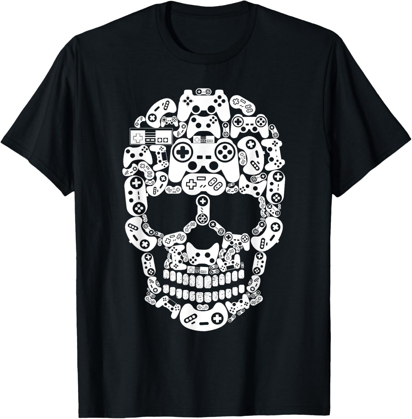 Halloween Skeleton skull Gamer boys men controller Gaming T-Shirt - T-Shirt | Black