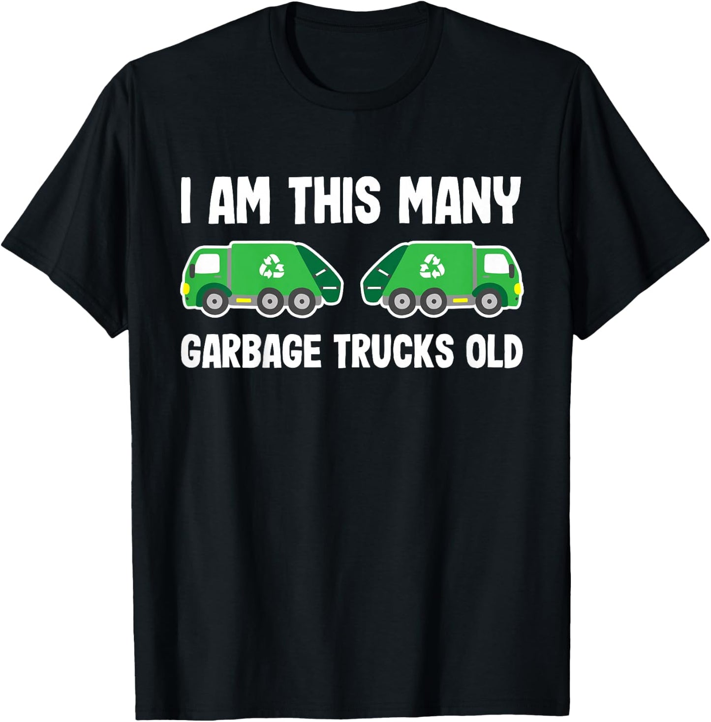 Im This Many Garbage Trucks Old 2 Years Trash Garbage Truck T-Shirt - T-Shirt | Black