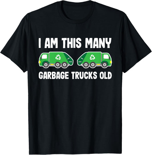 Im This Many Garbage Trucks Old 2 Years Trash Garbage Truck T-Shirt - T-Shirt | Black