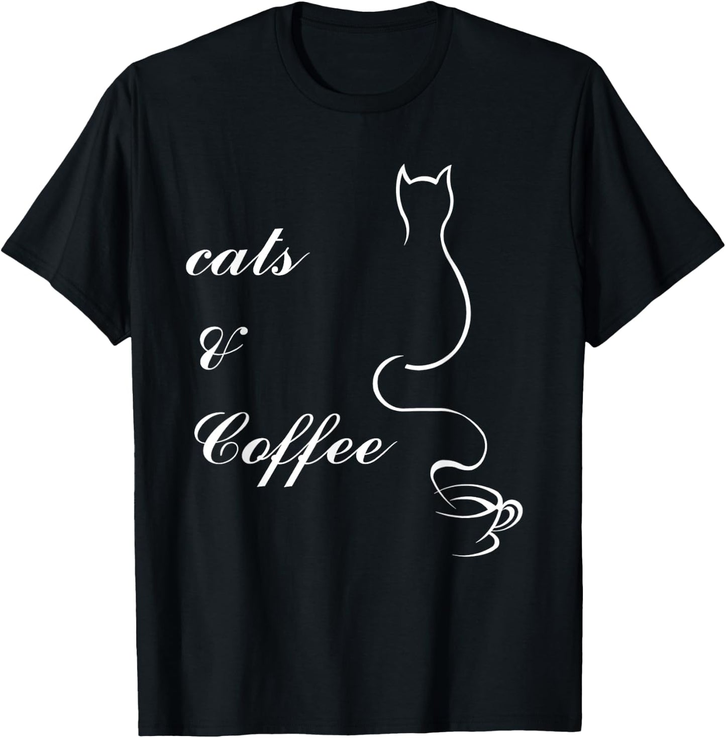 Cute Cats and Coffee T-Shirt - T-Shirt | Black