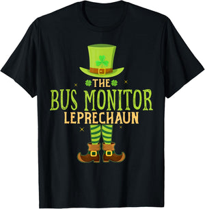 The Bus Monitor Leprechaun Funny Matching St Patricks Day T-Shirt - T-Shirt | Black
