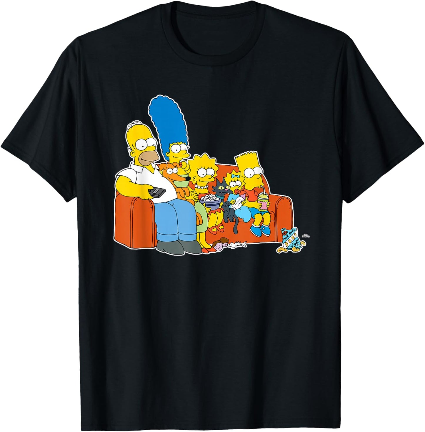 The Simpsons Homer Marge Maggie Bart Lisa Simpson Couch T-Shirt - T-Shirt | Black