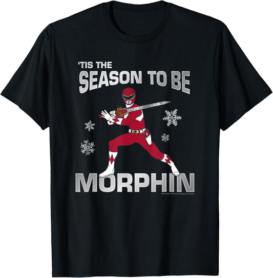 Power Rangers Christmas Red Ranger 'Tis The Season T-Shirt - T-Shirt | Black