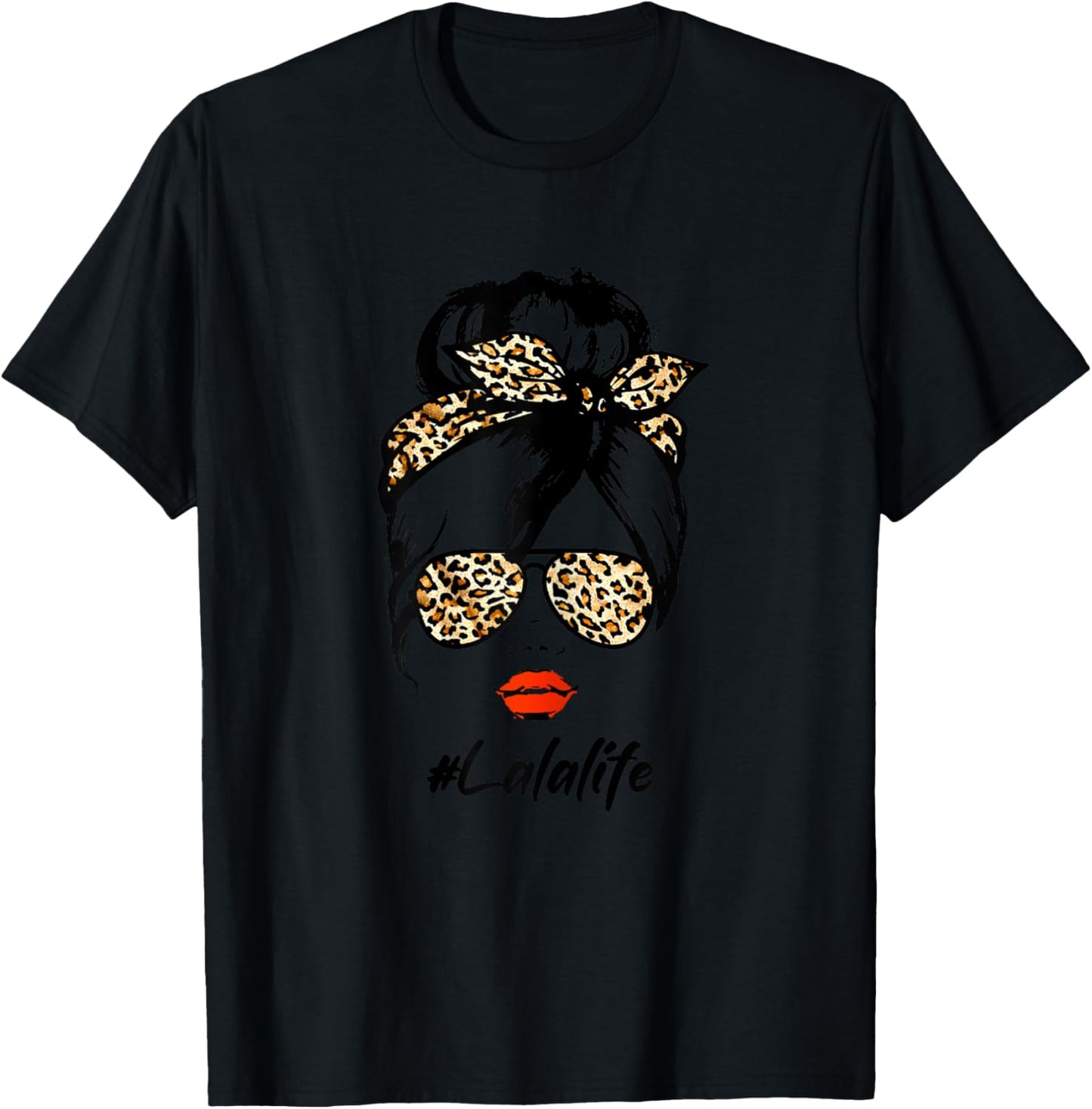 Classy Lala Life With Leopard Pattern Shades #Lalalife T-Shirt - T-Shirt | Black