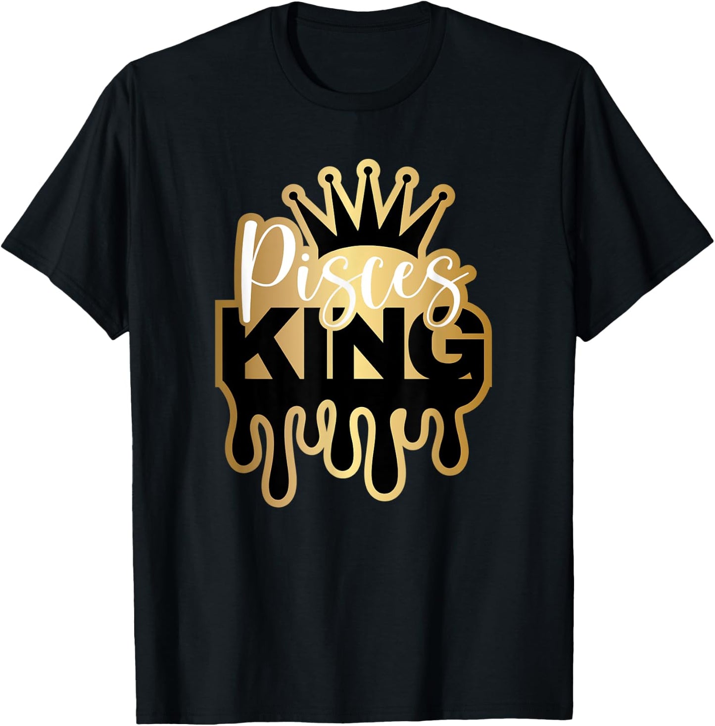 Dripping Pisces King Zodiac T-Shirt - T-Shirt | Black