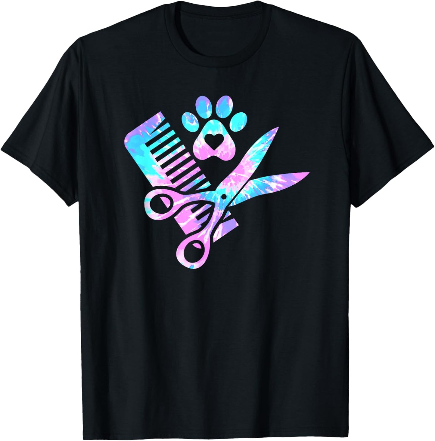 Dog Groomer Tie Dye Dog groomers Matching team T-Shirt - T-Shirt | Black