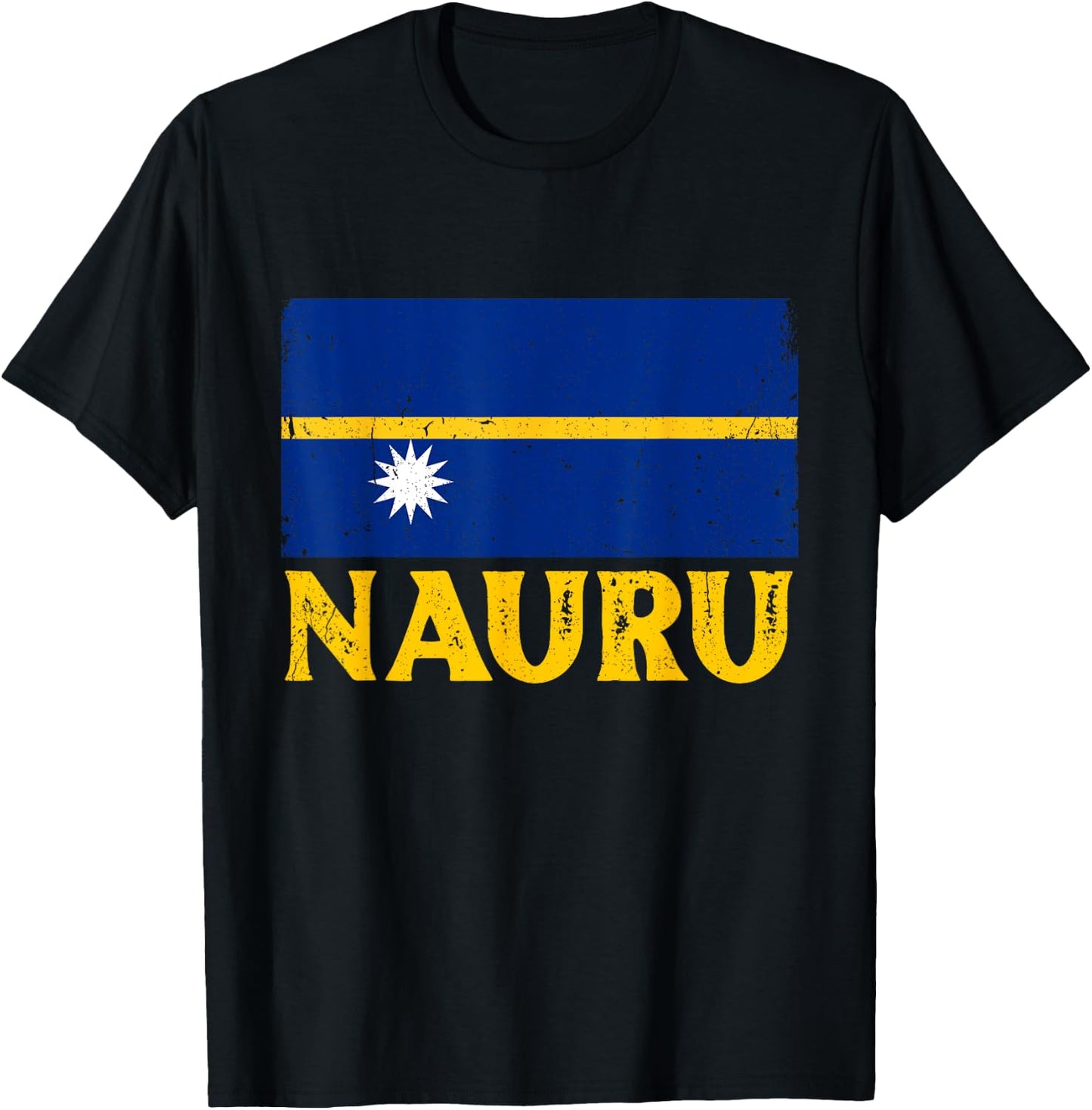 Distressed Retro Nauru Flag Men Women Kids Patriotic T-Shirt - T-Shirt | Black