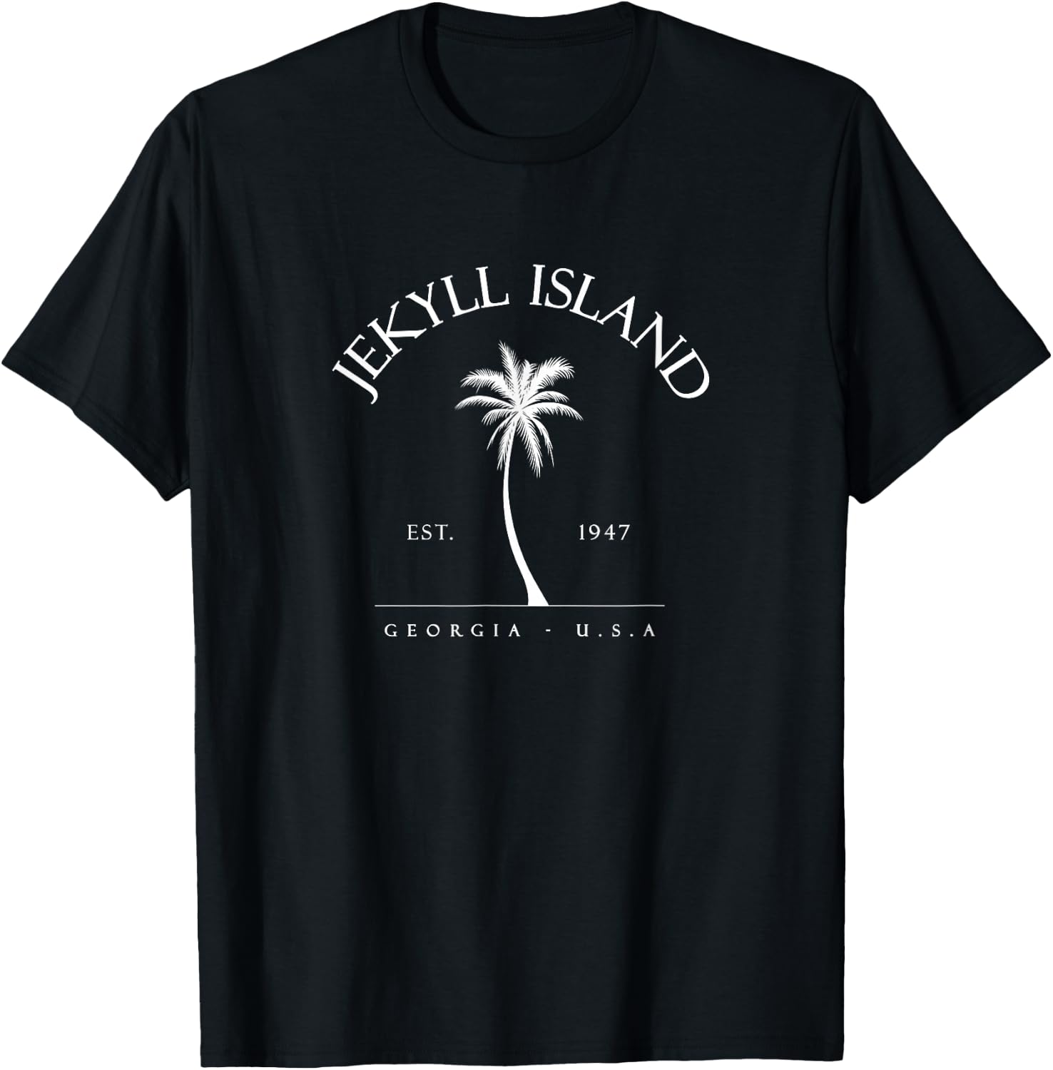 Jekyll Island 1947 Palm Tree Swimming Scuba Novelty Gift GA T-Shirt - T-Shirt | Black