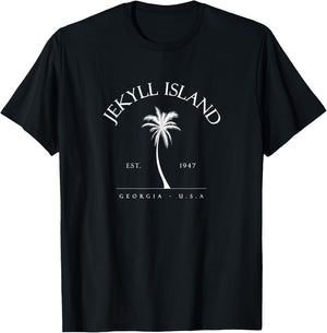 Jekyll Island 1947 Palm Tree Swimming Scuba Novelty Gift GA T-Shirt - T-Shirt | Black