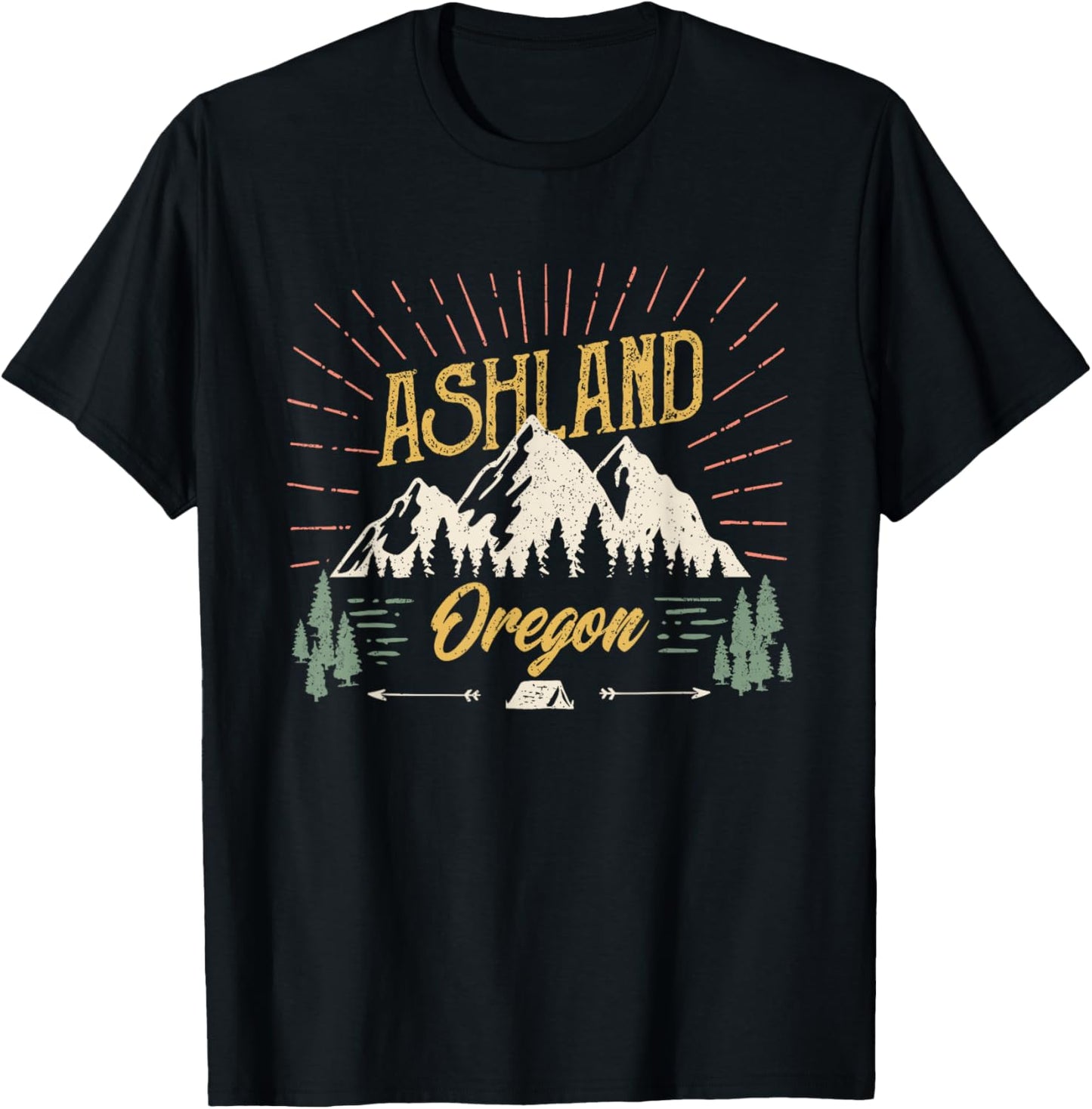 Vintage Ashland Oregon Mountain Outdoors Hiking T-Shirt - T-Shirt | Black