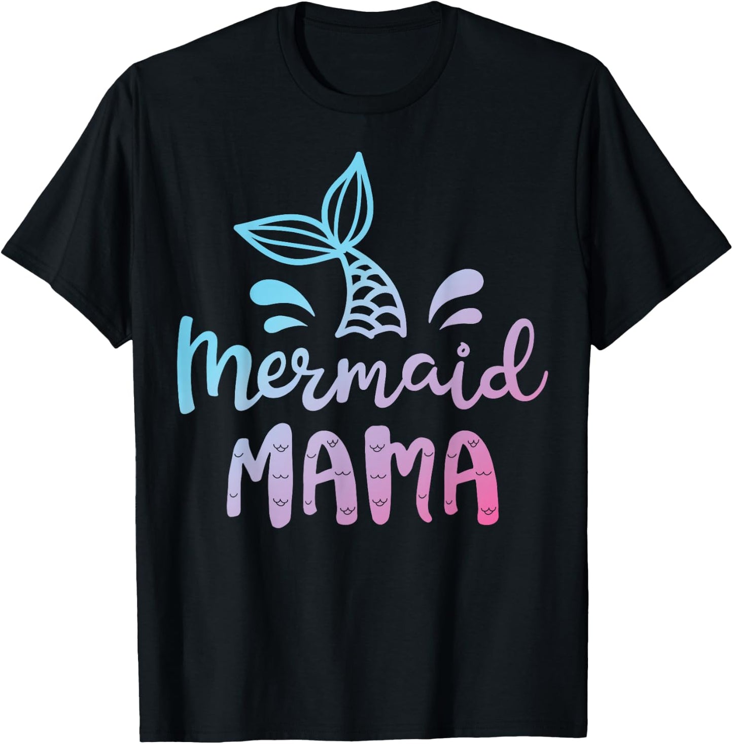 Mermaid Mama Funny Women Mom Mommy Family Matching Birthday Small T-Shirt - T-Shirt | Black