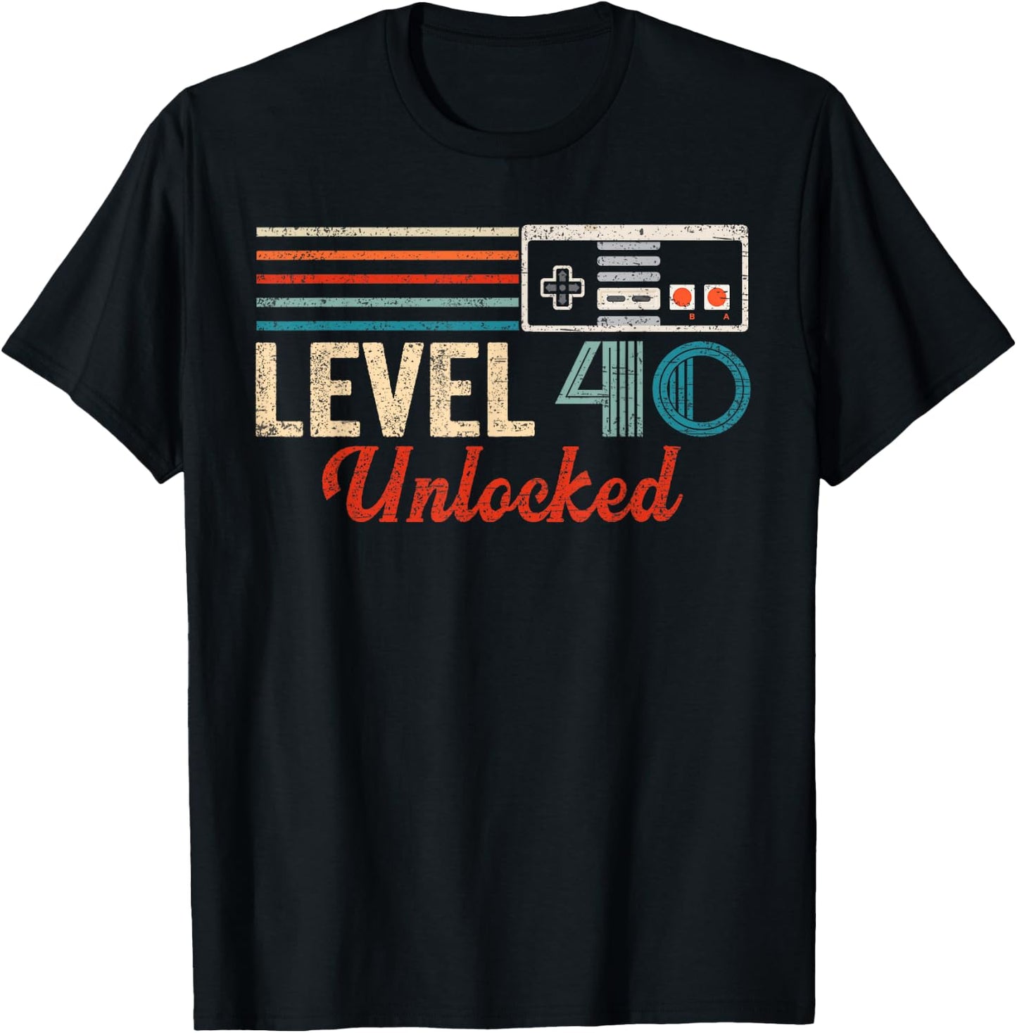 Unlocked Level 40 Birthday Boy Video Game Controller T-Shirt - T-Shirt | Black