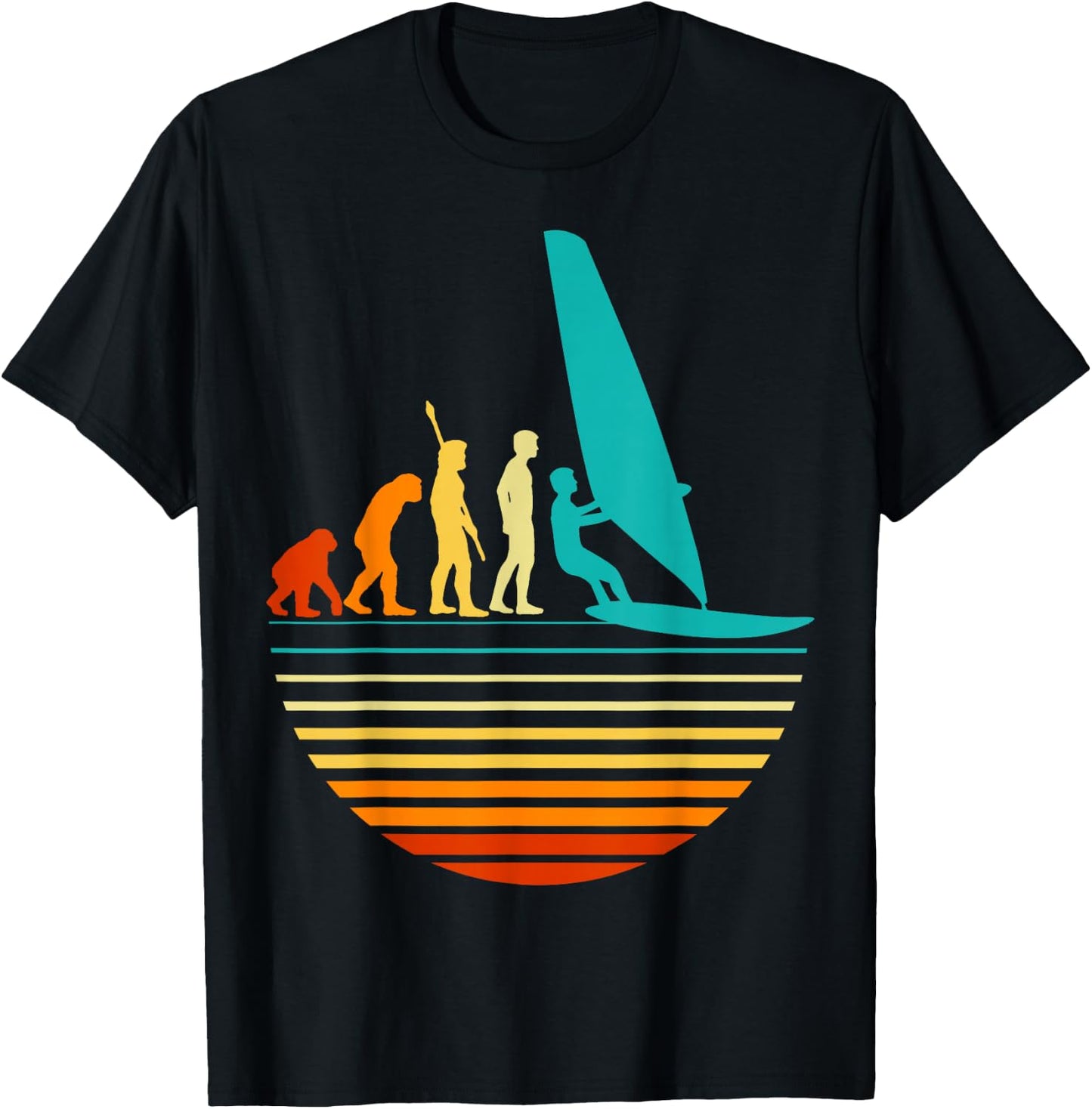 Windsurfer Evolution Windsurfing T-Shirt - T-Shirt | Black