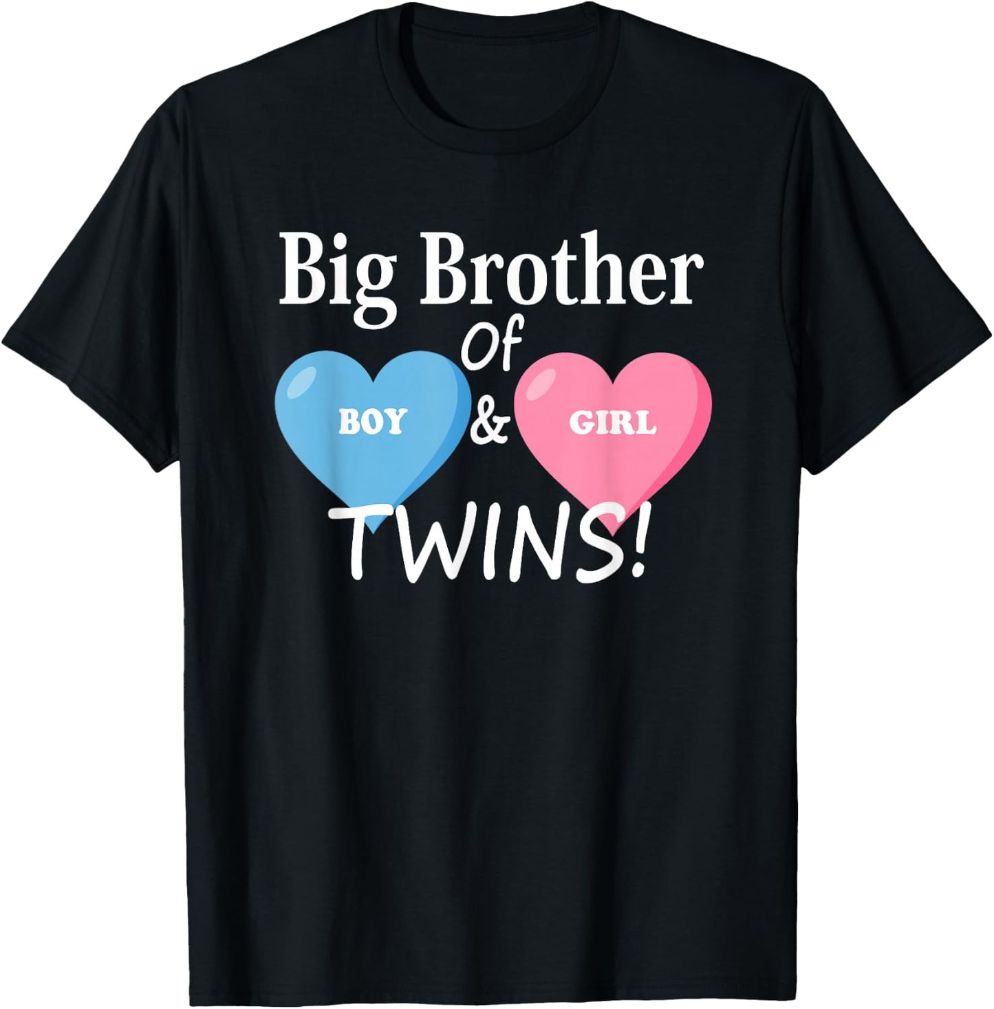 Sibling Heart for Twins and Twins, Big Brother of Boys and Girls T-Shirt - T-Shirt | Black