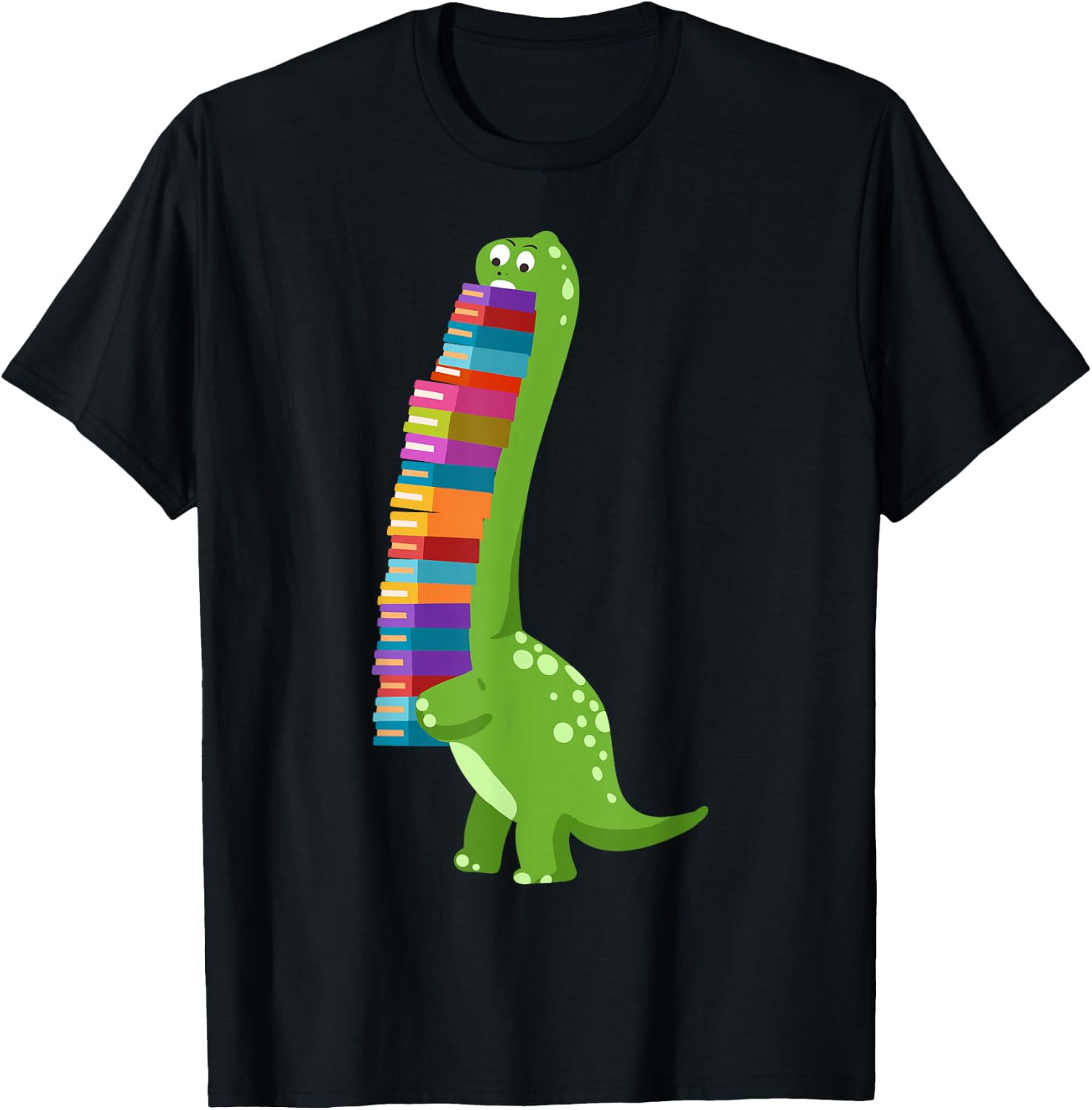 Teachersaurus Dinosaur Teacher Shirt Dino Reading Book T-Shirt - T-Shirt | Black