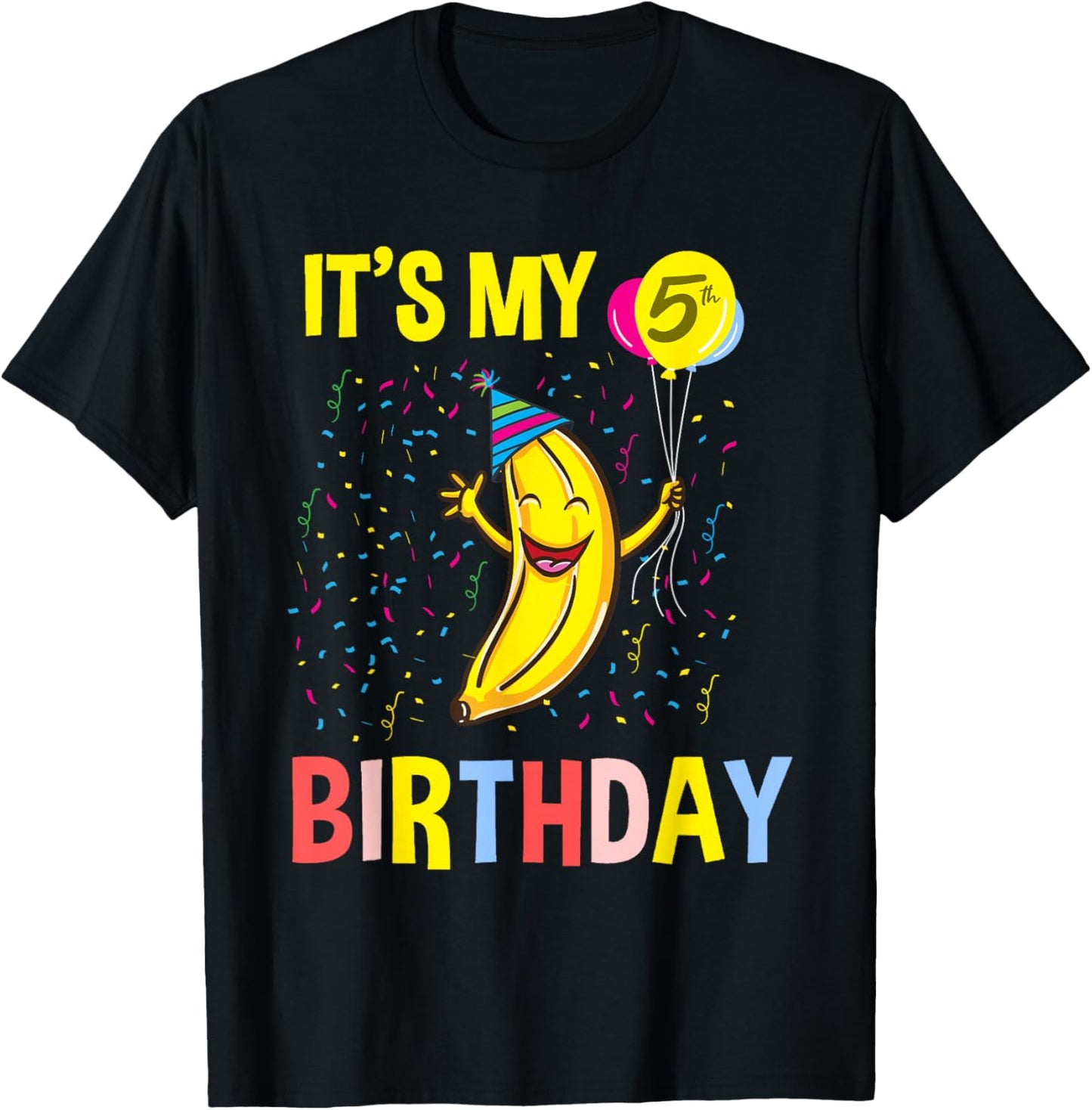 Its My 5th Birthday Banana T-Shirt - T-Shirt | Black