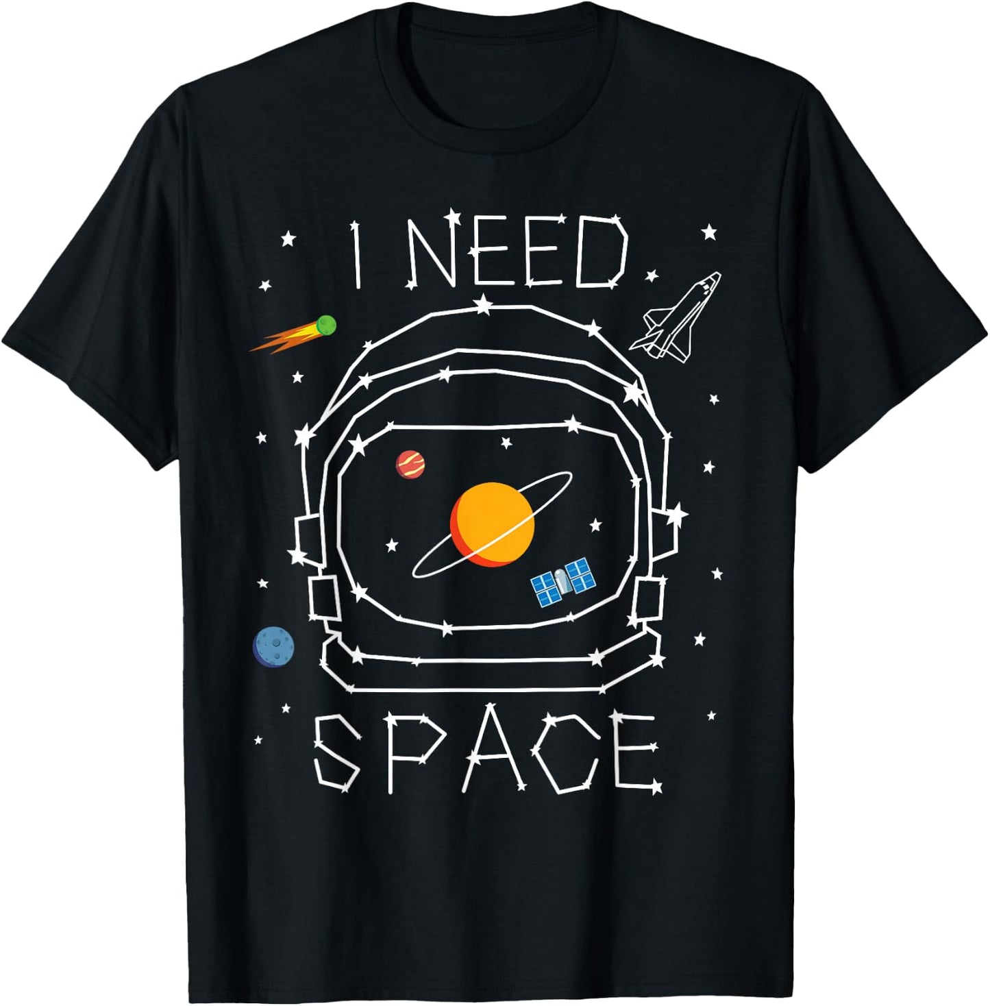 I Need Space Astronaut Helmet Solar System Astronomy Planets T-Shirt - T-Shirt | Black