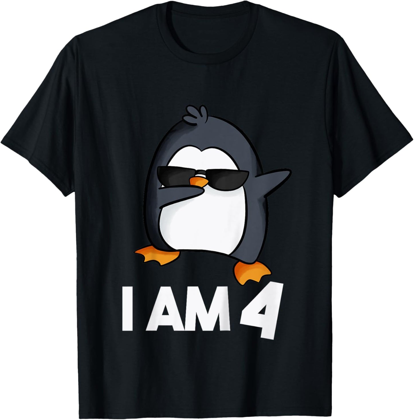 Penguin Birthday Shirt 4 Years Old Birthday Outfit Kids T-Shirt - T-Shirt | Black