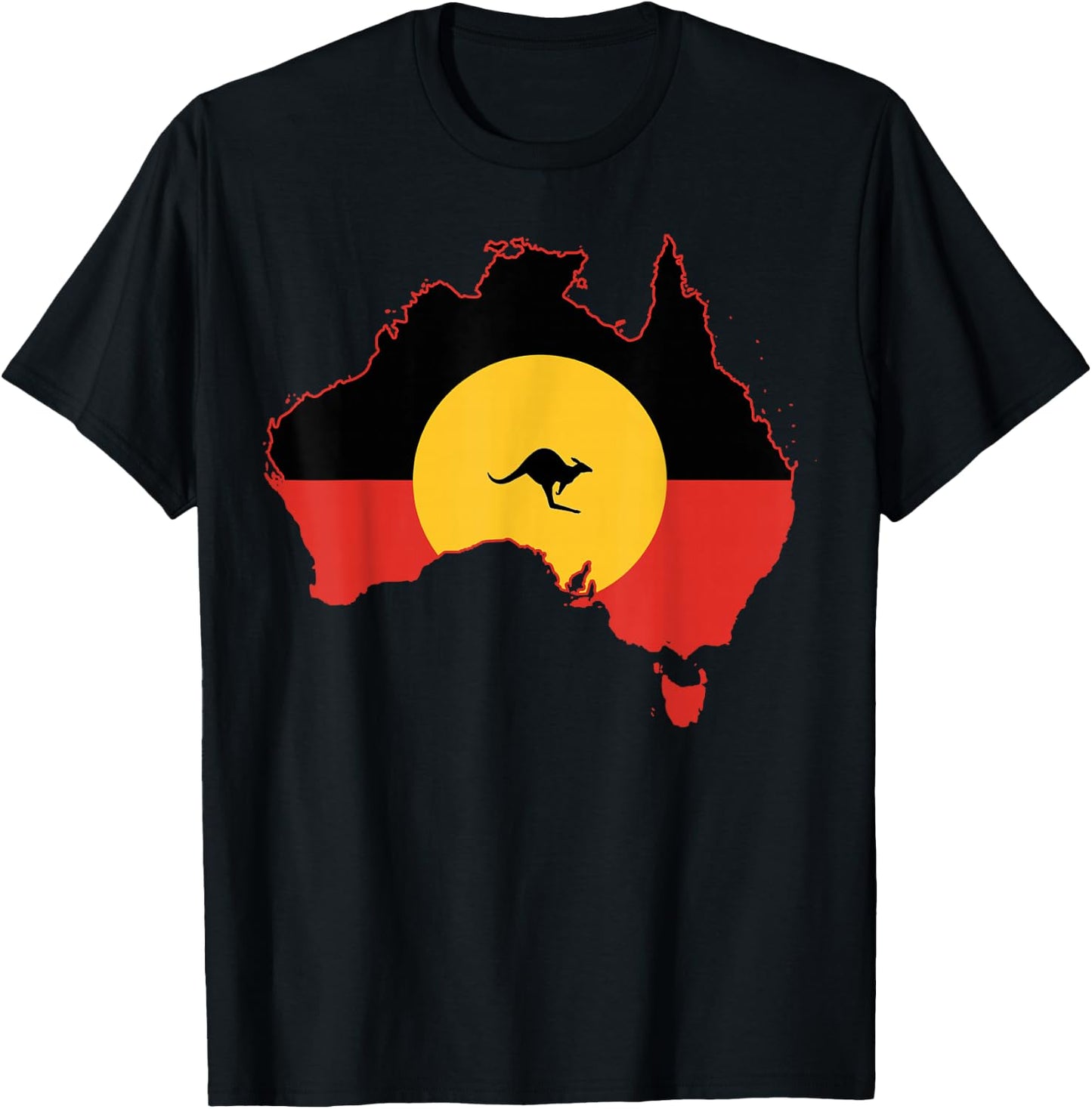 Aboriginal Flag T Shirt Australia Flag Gift Aussie T-Shirt - T-Shirt | Black