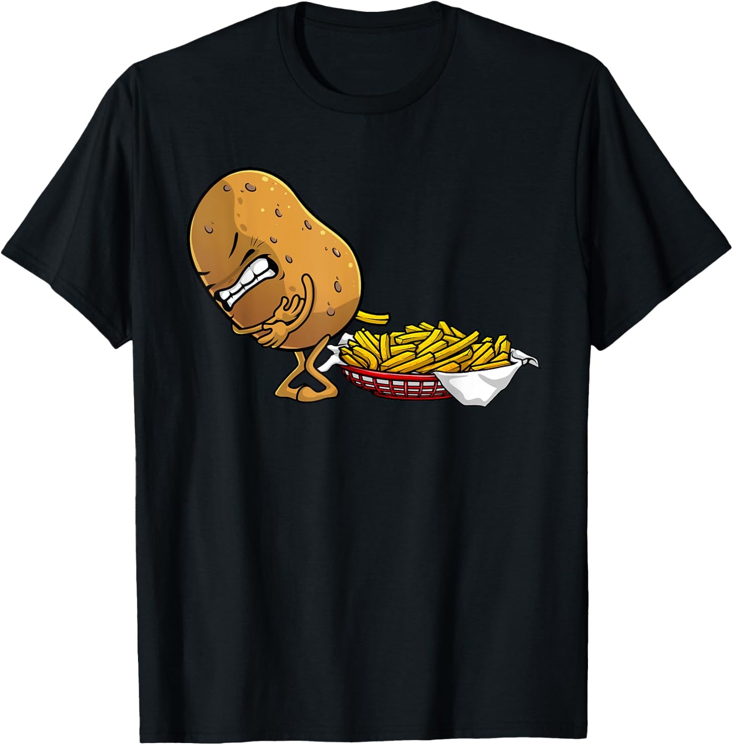 Funny French Fries Designs Women Potato Food Eaters Small T-Shirt - T-Shirt | Black