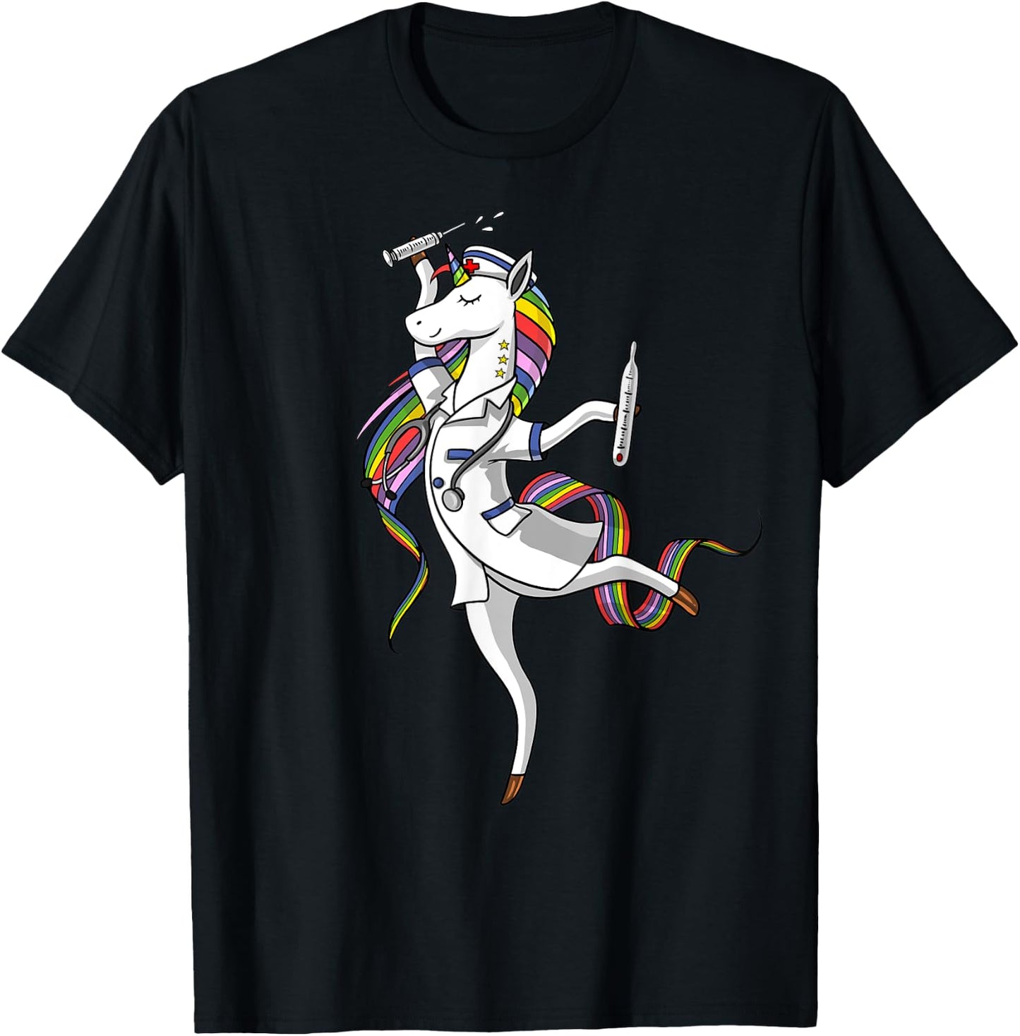 Unicorn Nurse Medical Doctor Funny Women Girls Kids T-Shirt - T-Shirt | Black