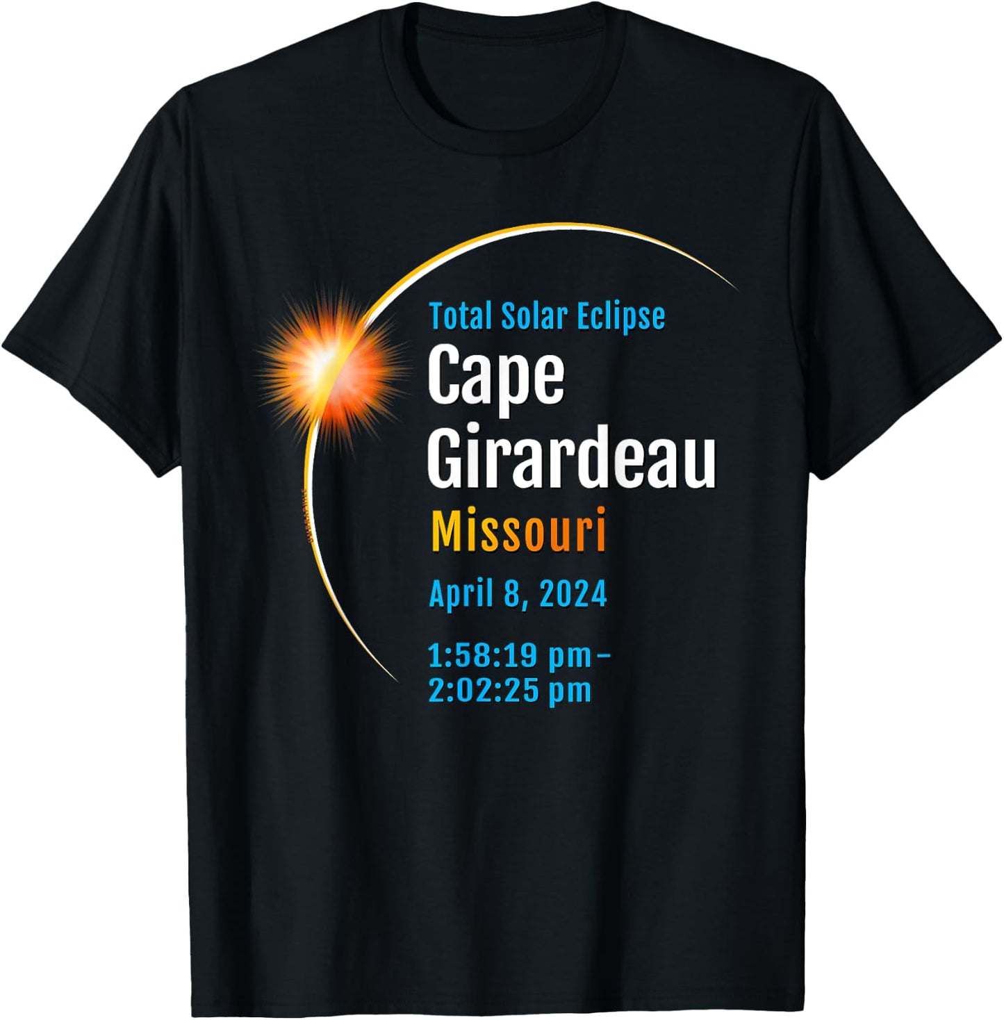 Cape Girardeau Missouri Total Solar Eclipse 2024 :: 1 :: T-Shirt - T-Shirt | Black