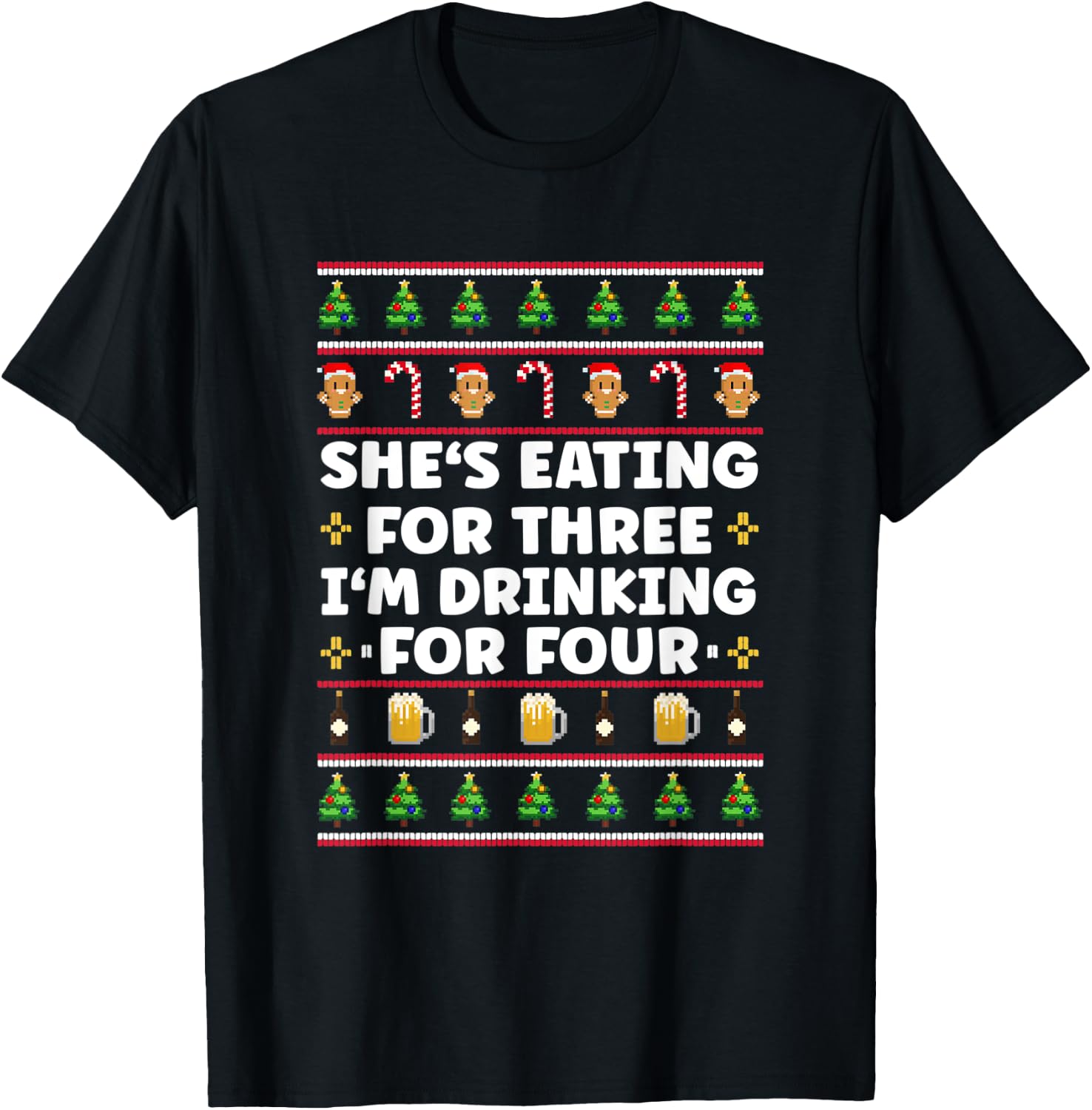 New Dad Mom - Twins Baby Christmas Pregnancy Announcement T-Shirt - T-Shirt | Black