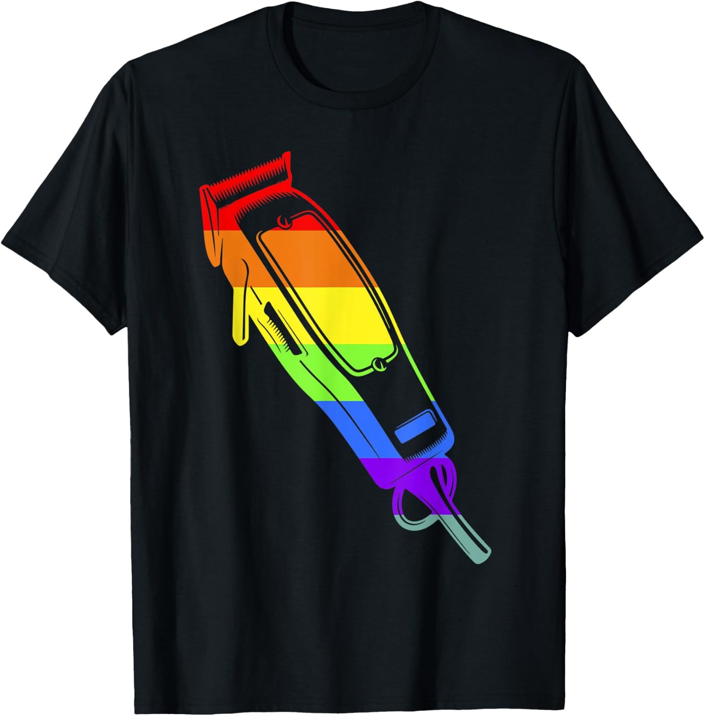 Barber Rainbow Color Hair Clipper Hairstylist T-Shirt - T-Shirt | Black