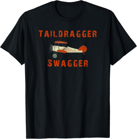 Aviation Funny Pilot Tail dragger Tailwheel T-Shirt - T-Shirt | Black