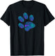 Cyan Blue Violet teal Dog Paw Print For Dogs Lover Men Women Kids T-Shirt - T-Shirt | Black