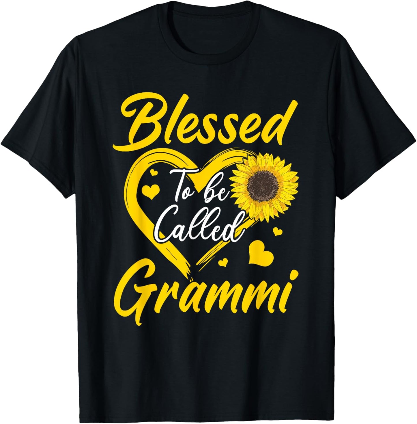 Blessed To Be Called Grammi Sunflower Heart Mother's Day T-Shirt - T-Shirt | Black