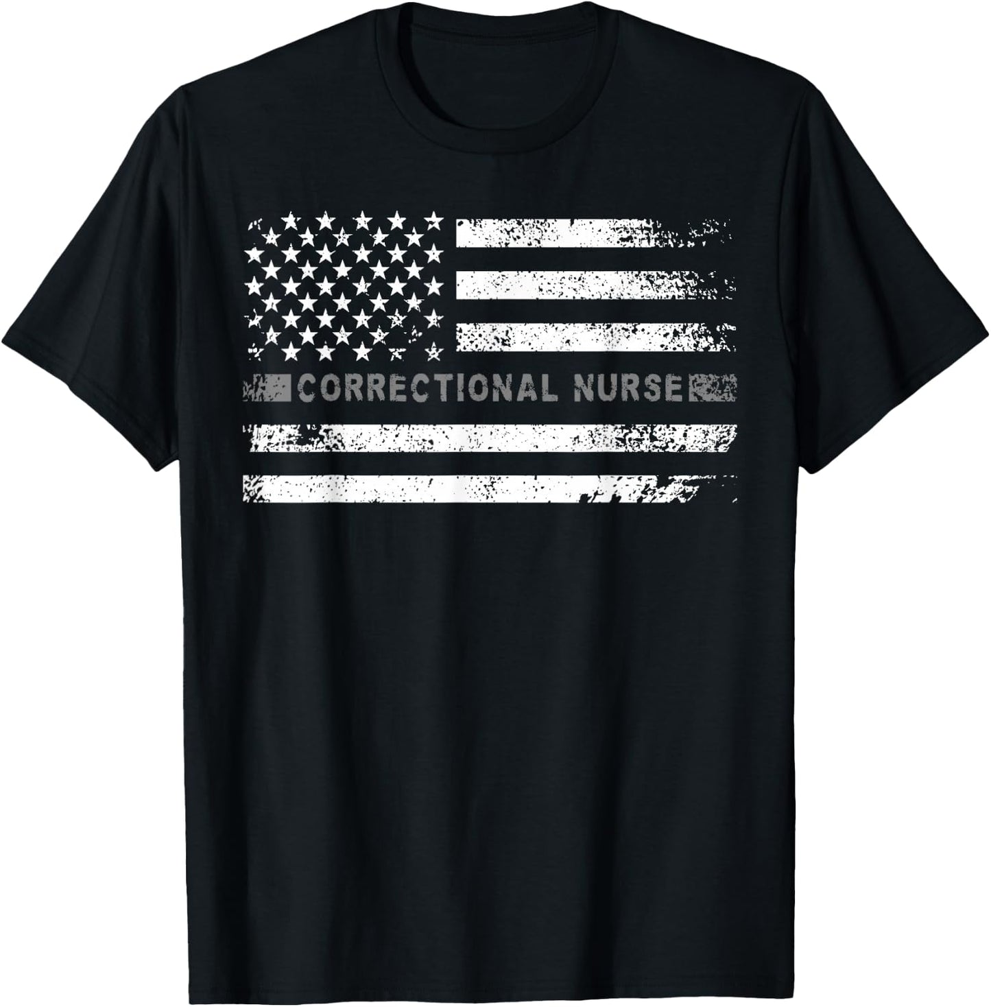 Corrections Nurse US Flag Correctional Nursing T-Shirt - T-Shirt | Black