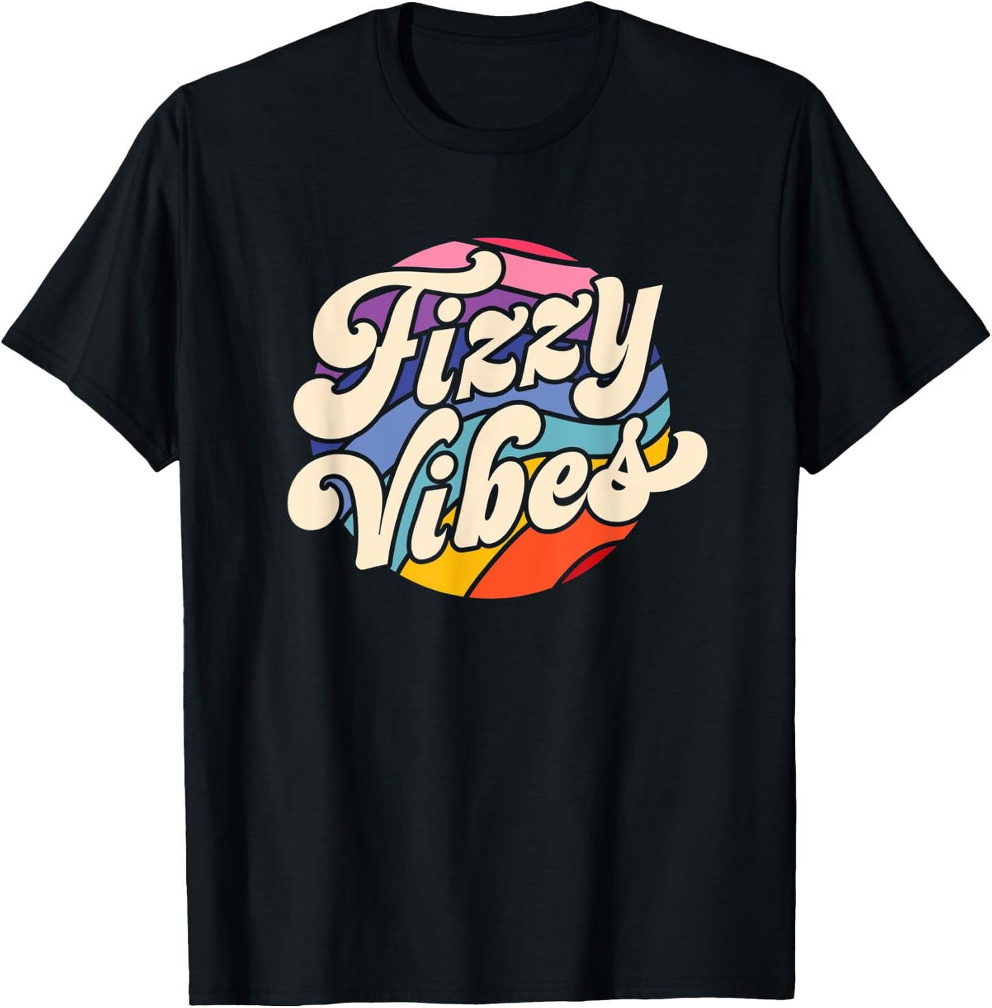 Fizzy Vibes - 70s Inspired Boho Hippie T-Shirt - T-Shirt | Black