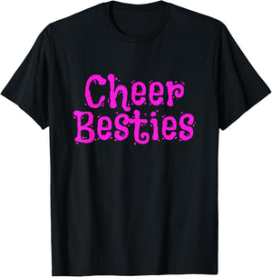 Cheer Base, Back Spot, Flyer & Coaches Bestest Friends Cheerleader Cheer Besties T-Shirt - T-Shirt | Black