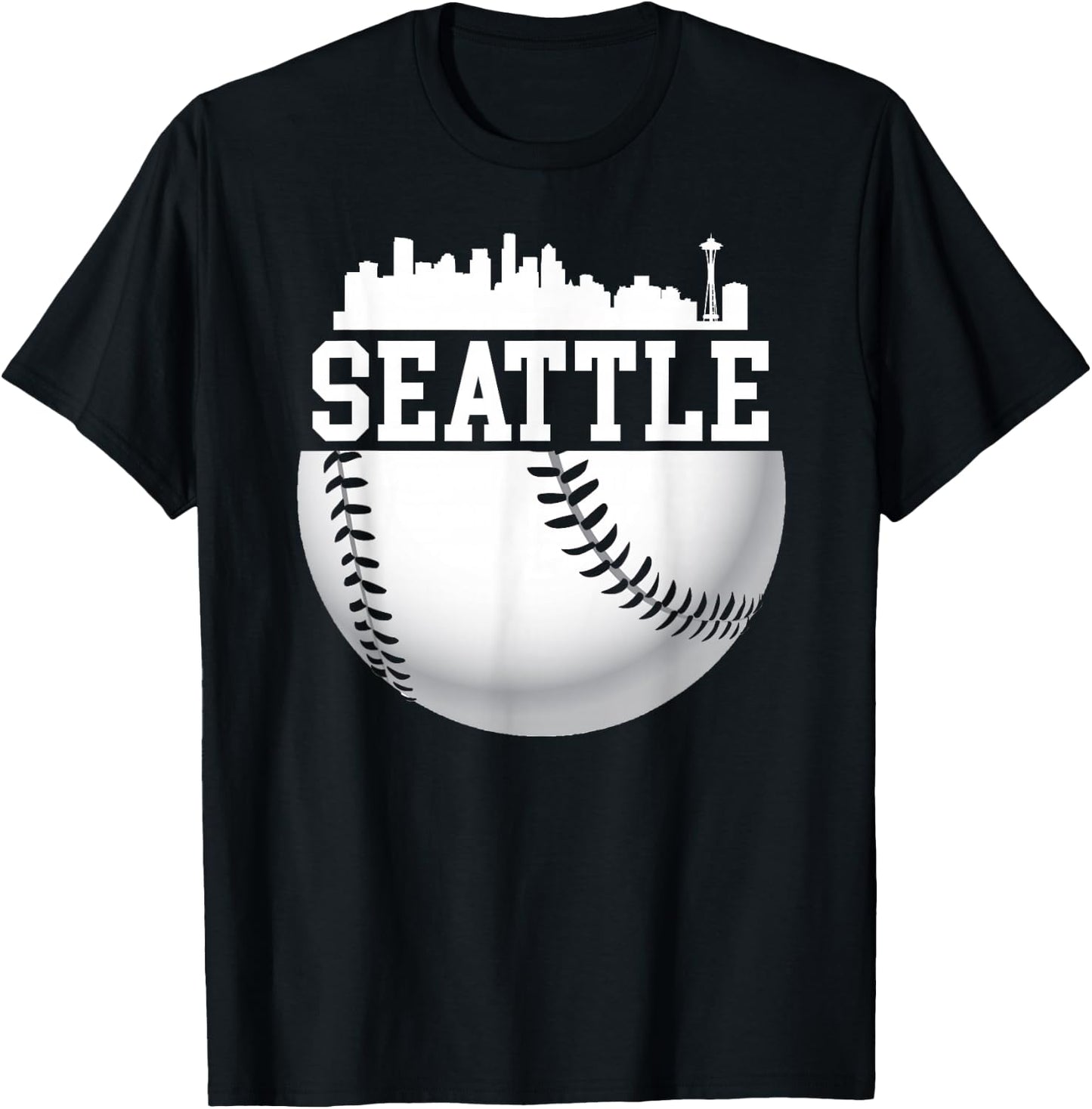 Vintage Downtown Seattle Shirt Baseball Retro Washington T-Shirt - T-Shirt | Black