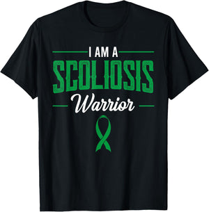Scoliosis Warrior Orthopedic Scoliometer Green Ribbon Gift T-Shirt - T-Shirt | Black