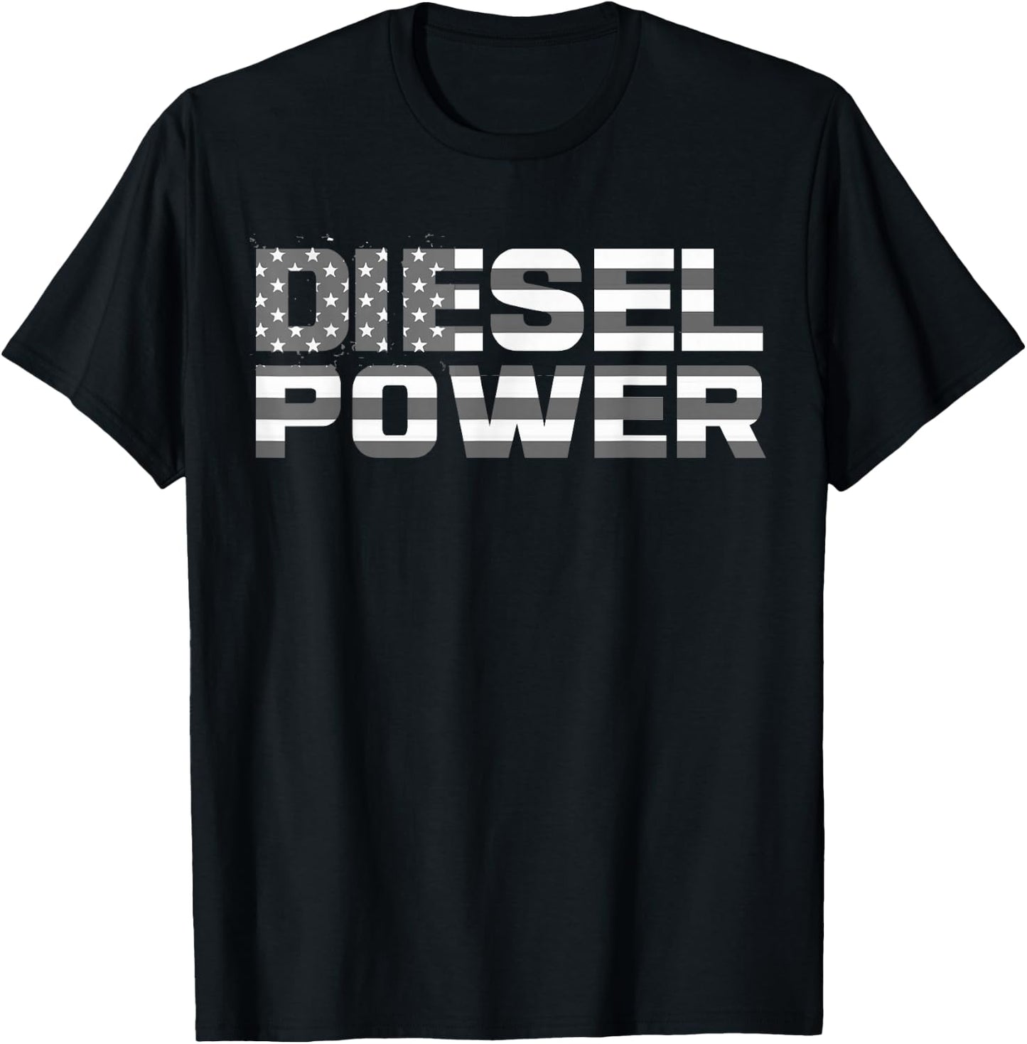 Diesel Power American Flag Funny Truck Mechanic Gift T-Shirt - T-Shirt | Black