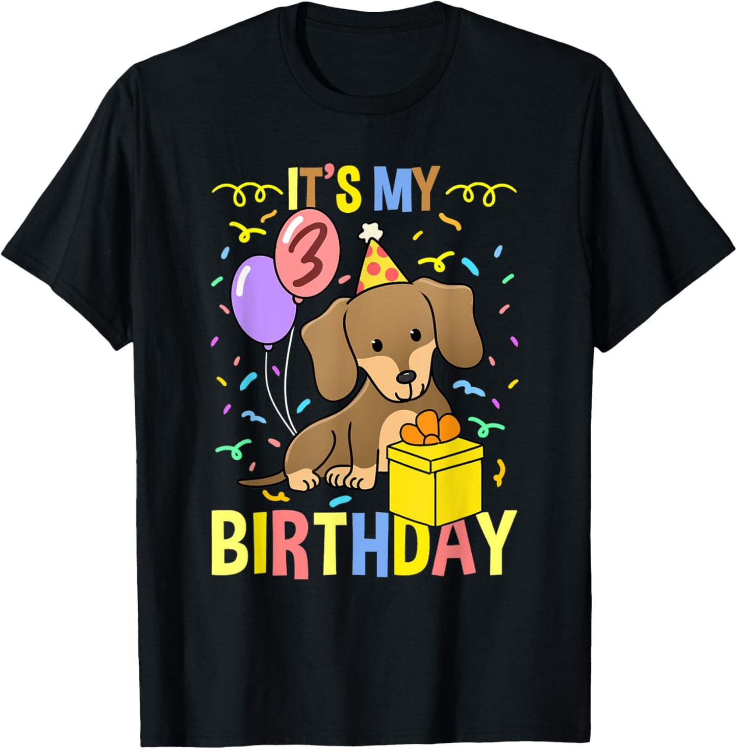 Its My 3rd Birthday Dachshund T-Shirt - T-Shirt | Black