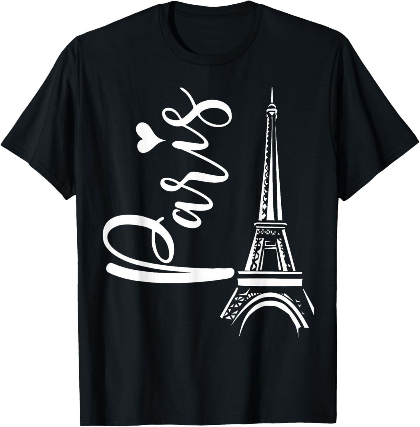 Cute Paris Eiffel Tower Love Heart Young Women's Travel Gift T-Shirt - T-Shirt | Black