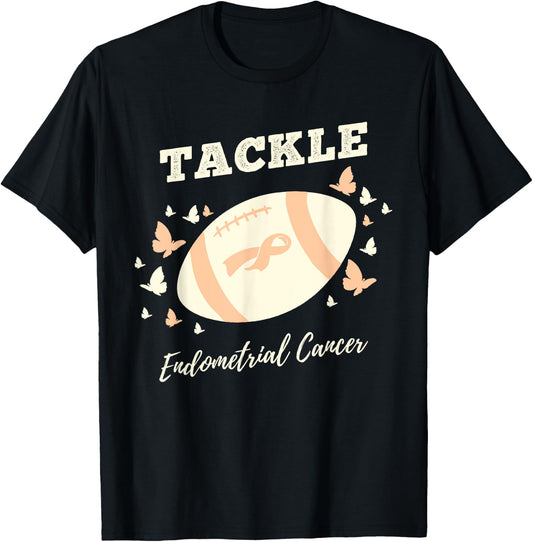 Tackle Endometrial Cancer Endometrial Cancer Awareness T-Shirt - T-Shirt | Black