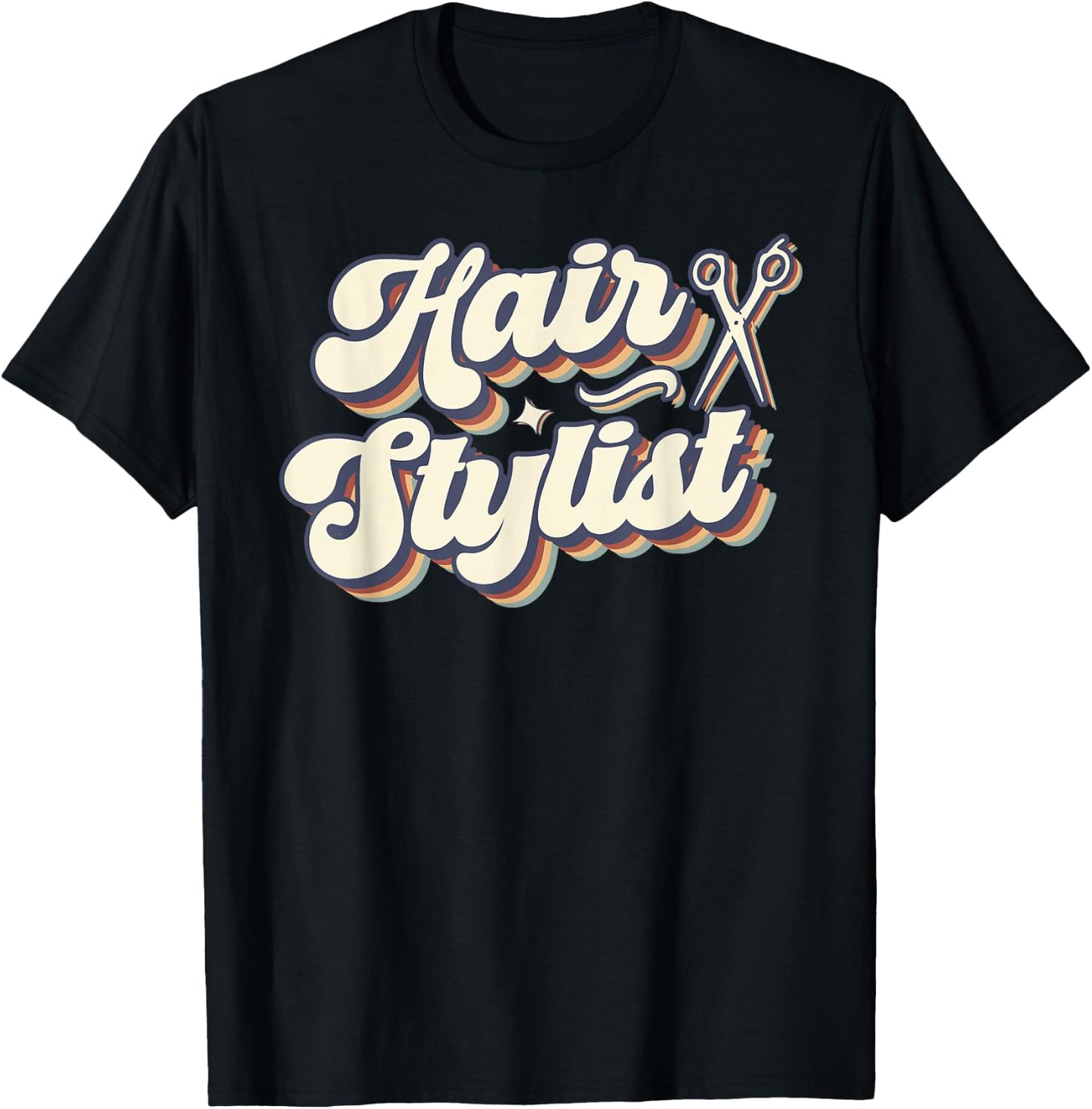Hair Stylist Retro Groovy Hairdresser Salon Men Women T-Shirt - T-Shirt | Black