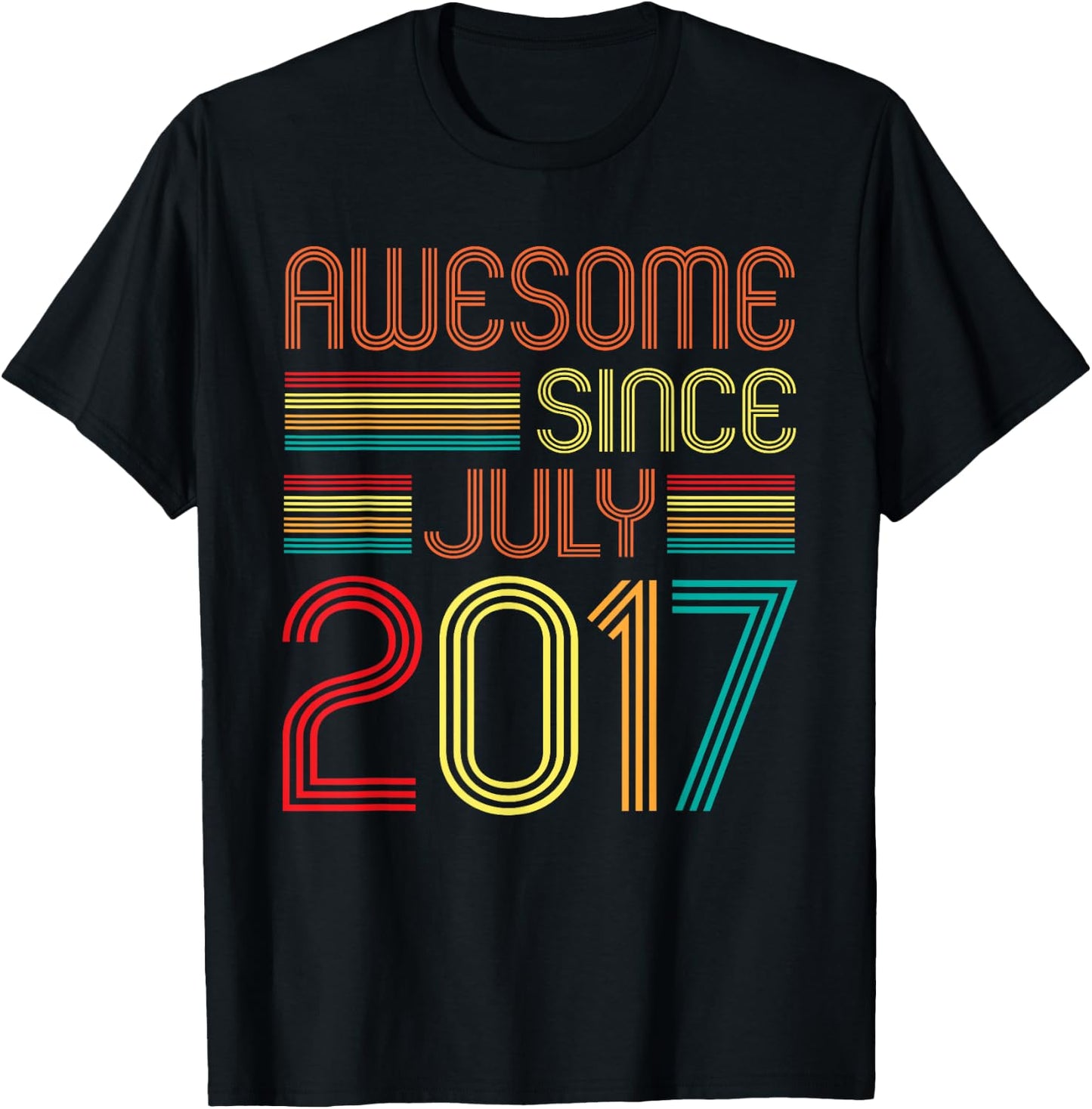 Awesome Since July 2017 Vintage 8th Birthday 8 Years Old T-Shirt - T-Shirt | Black