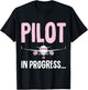 Pilot In Progress Airplane Plane Women Girls Kids T-Shirt - T-Shirt | Black