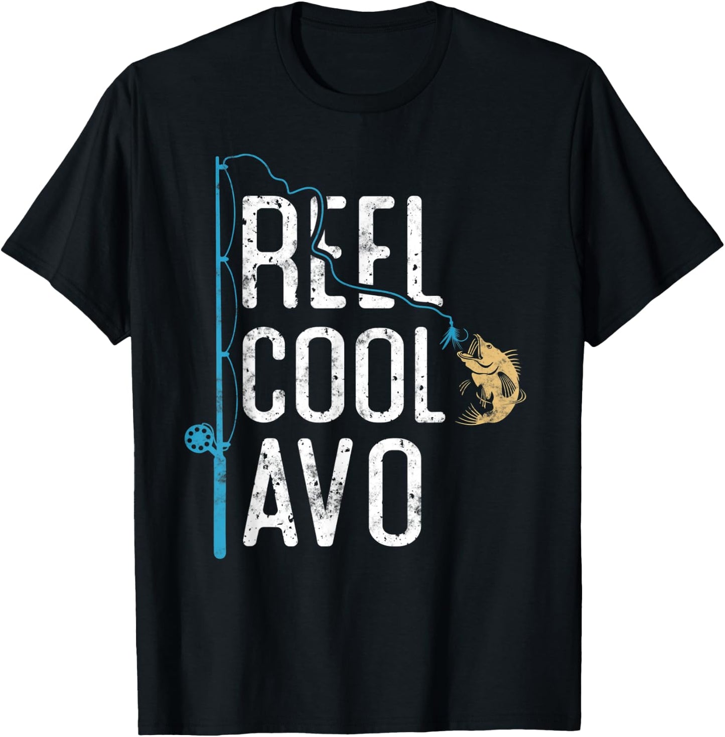 Reel Cool Avo vintage funny fishing rod gift Fisherman Avo T-Shirt - T-Shirt | Black