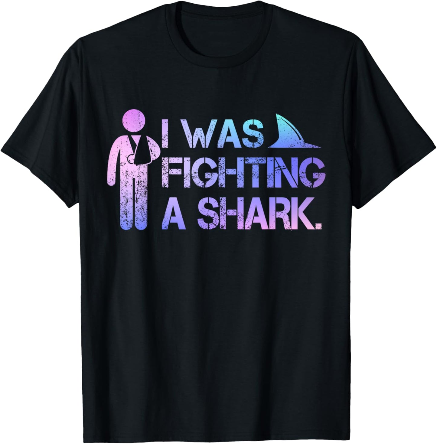 I Was Fighting A Shark Arm Surgery Funny Broken Arm Boys Men T-Shirt - T-Shirt | Black