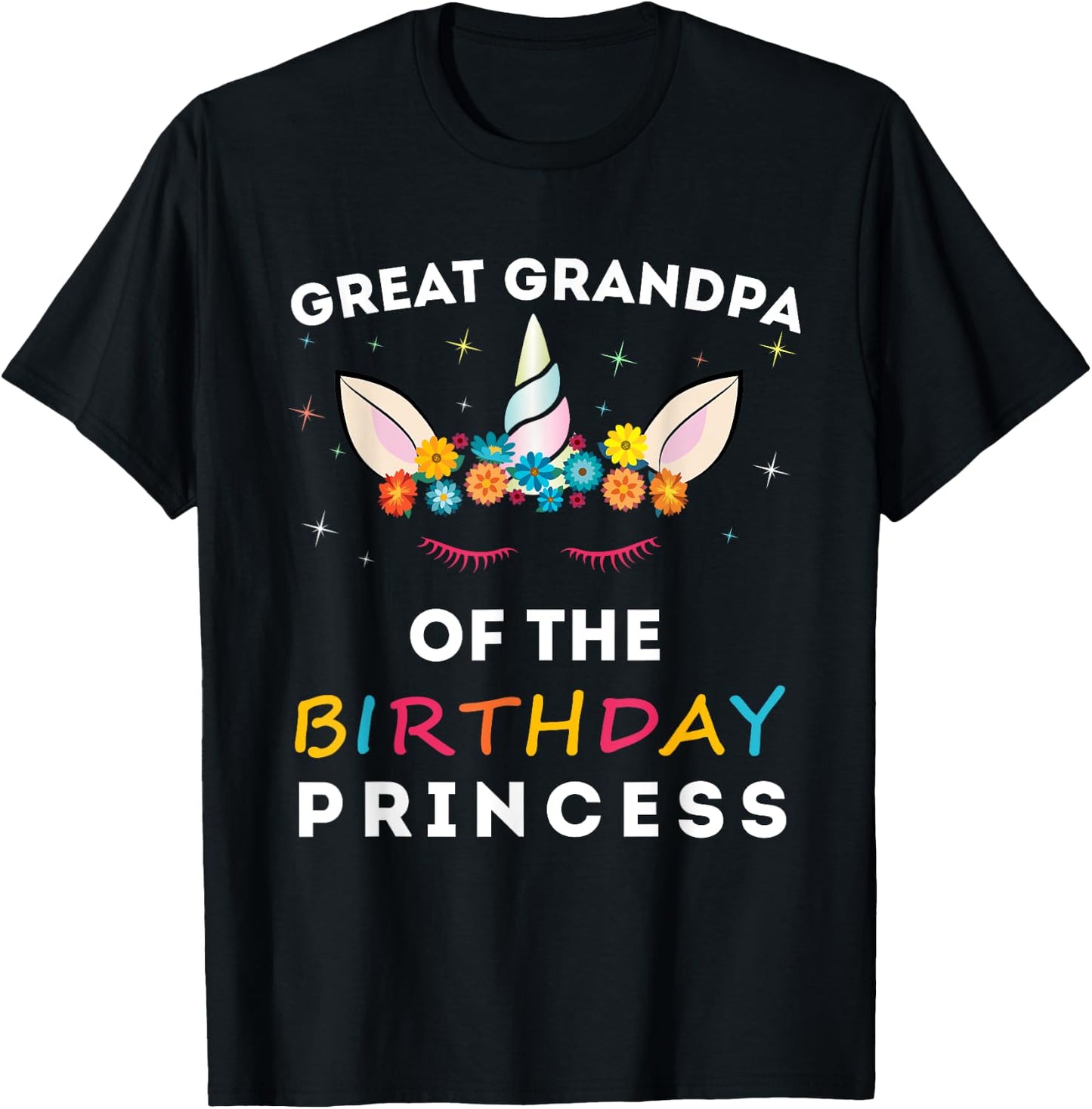 Unicorn great-grandpa of the Birthday Princess Girl Unicorn T-Shirt - T-Shirt | Black