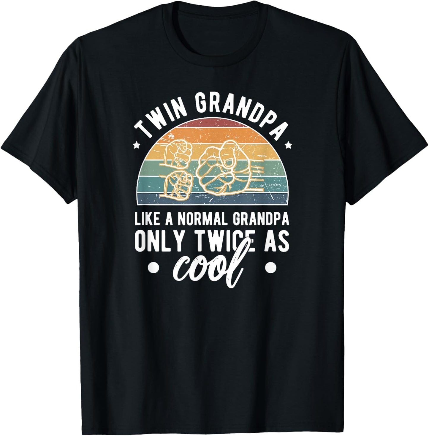 Twin Grandpa Twice As Cool Grandpa Of Twins Twin Grandfather T-Shirt - T-Shirt | Black